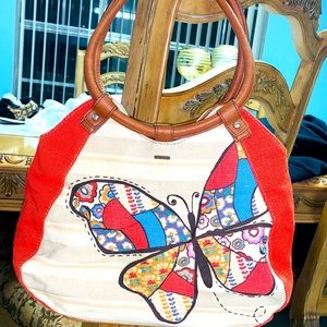 Relic by Fossil Tote Bag Ring Handle Butterfly Emb